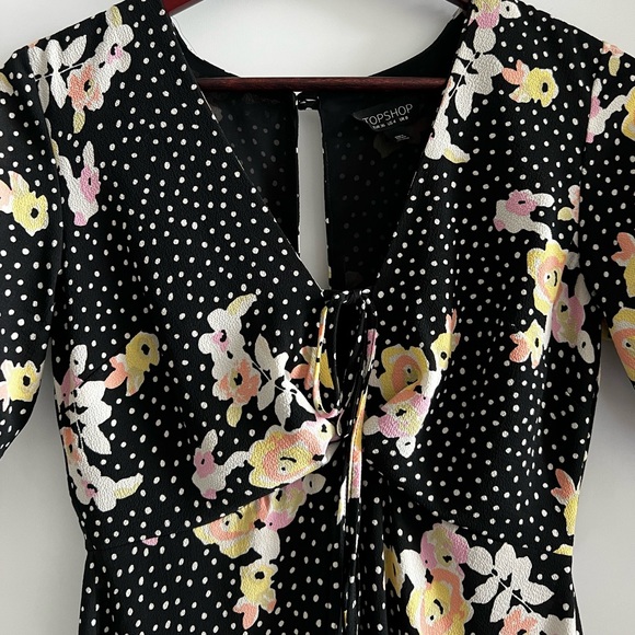 Topshop Spot Floral Tie Tea Dress - Picture 4 of 15